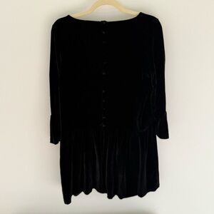 Madewell Velvet/Silk Bell Long Sleeve Dress Black Cocktail Mini Small